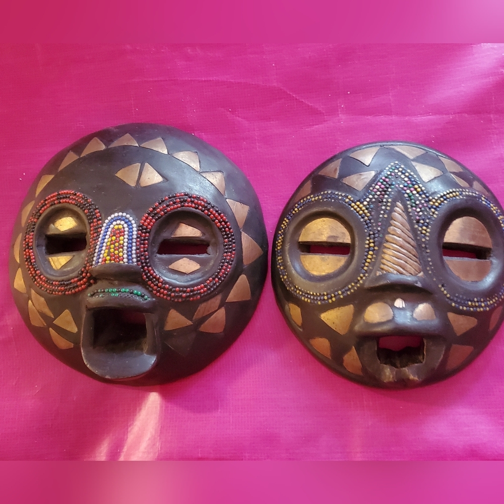 Ghanaian African Wood Masks Wall Decor